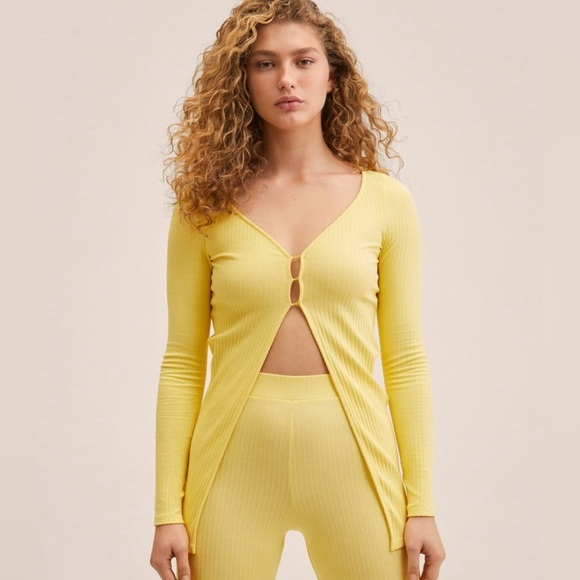 Mango Ribbed Knit Cardigan Size Medium New aw tags - Picture 4 of 6